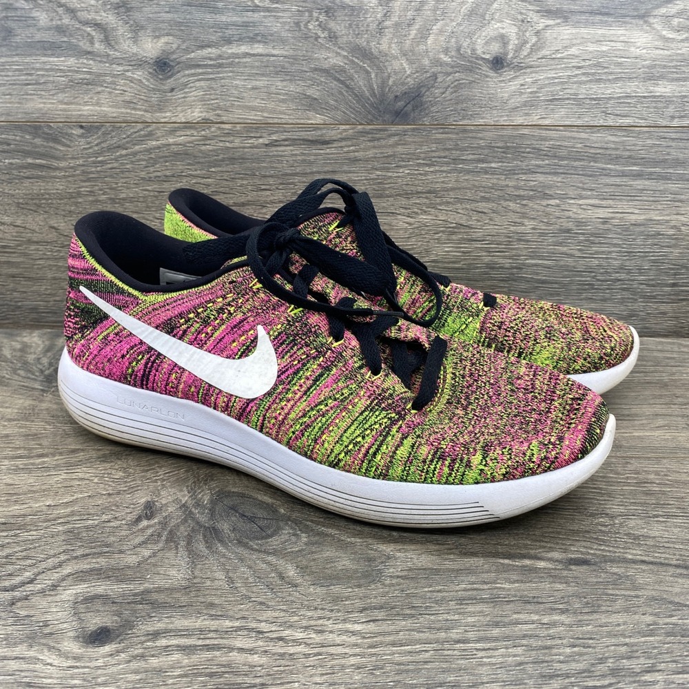 Nike Lunarepic Low Flyknit 2 Mens 11 Multicolor Pink Green Running Shoes